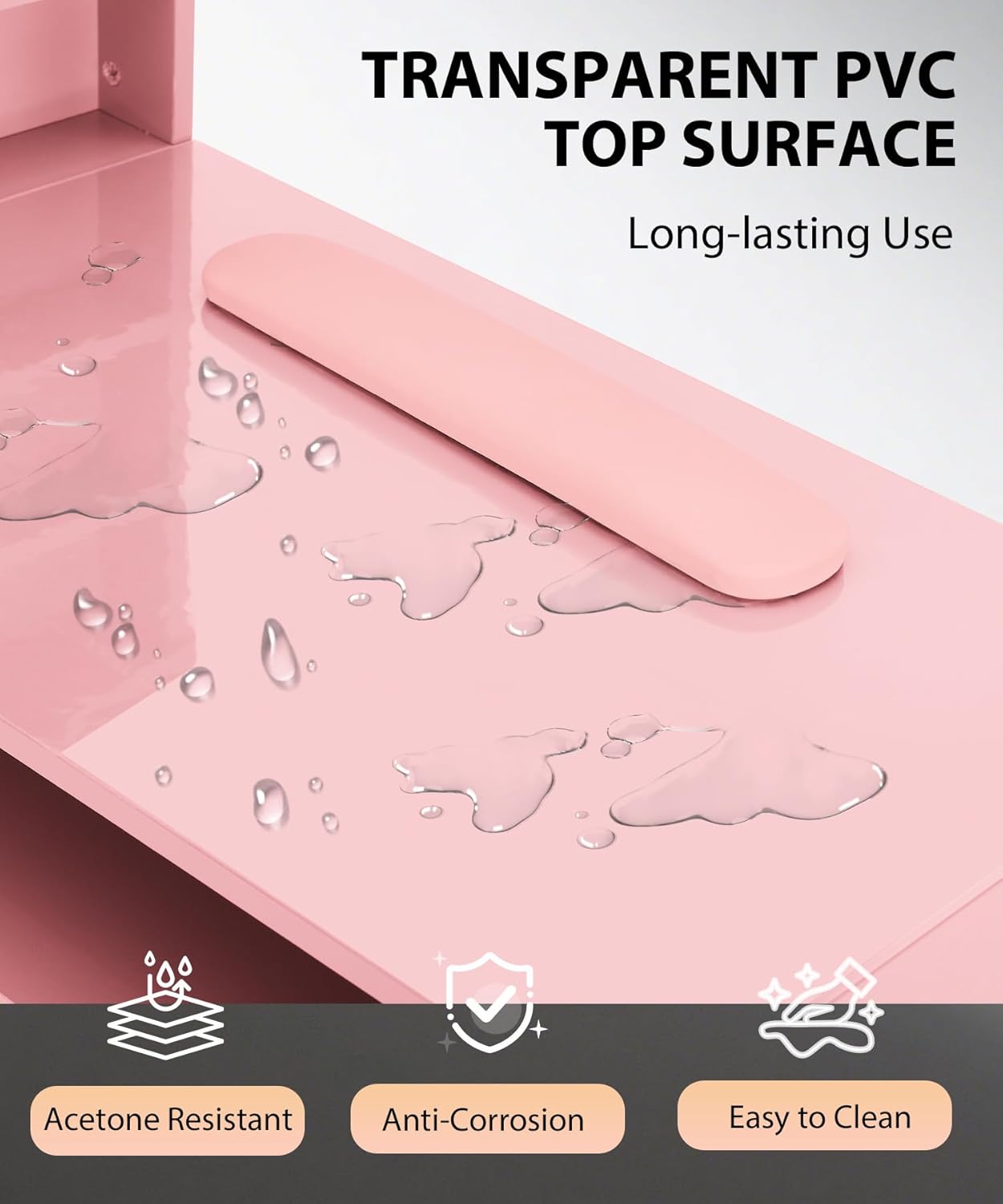 Pink Nail Table for Nail Tech, - Beauty Makeup Desk recension och pris