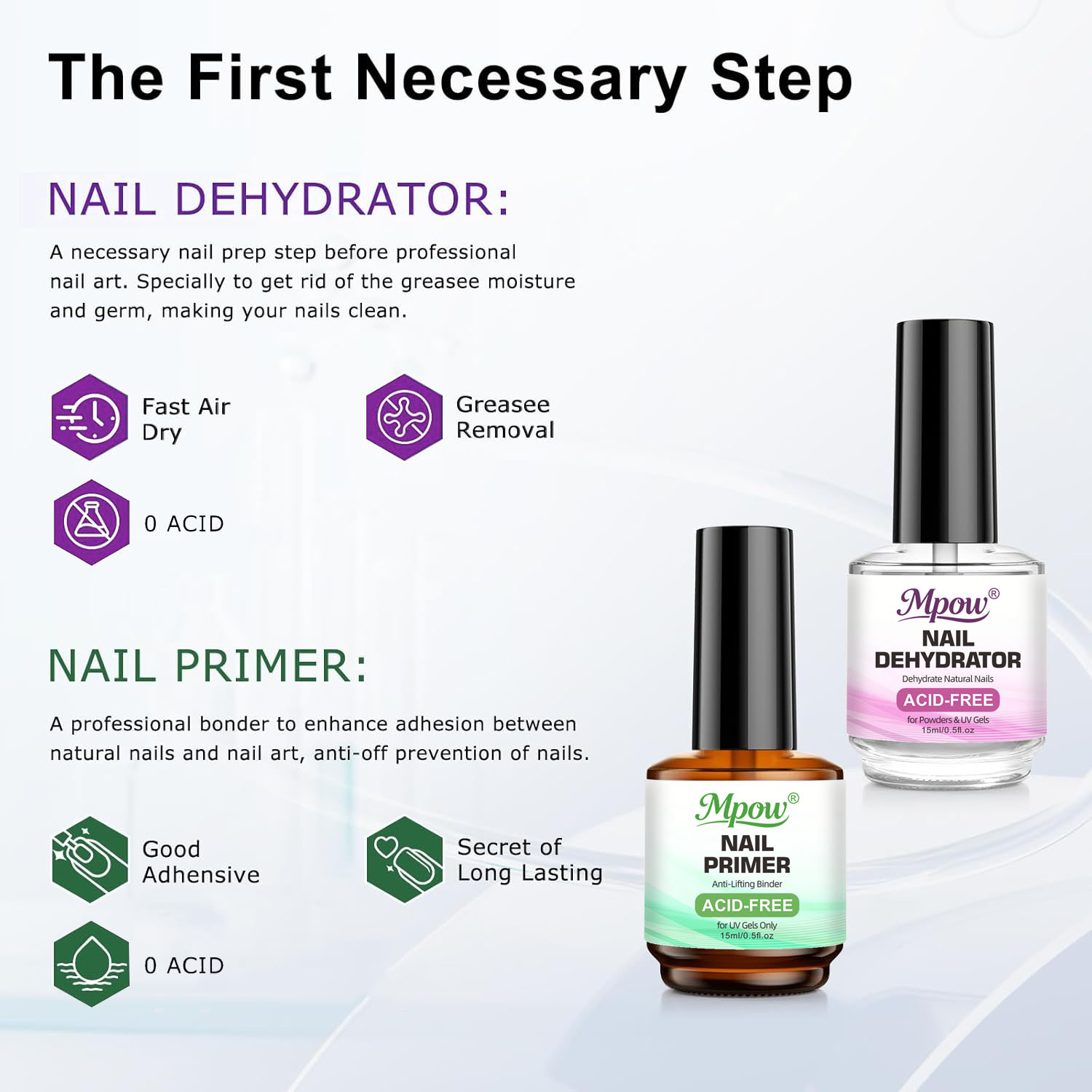 Mpow 1/2pcs 15ml Nail Dehydrat - Nail Dehydrator Primer recension och pris