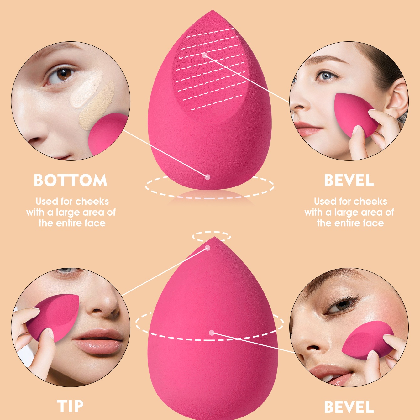 16PCS Pink Makeup Sponge & Pow - Beauty Blender In Makeup recension och pris