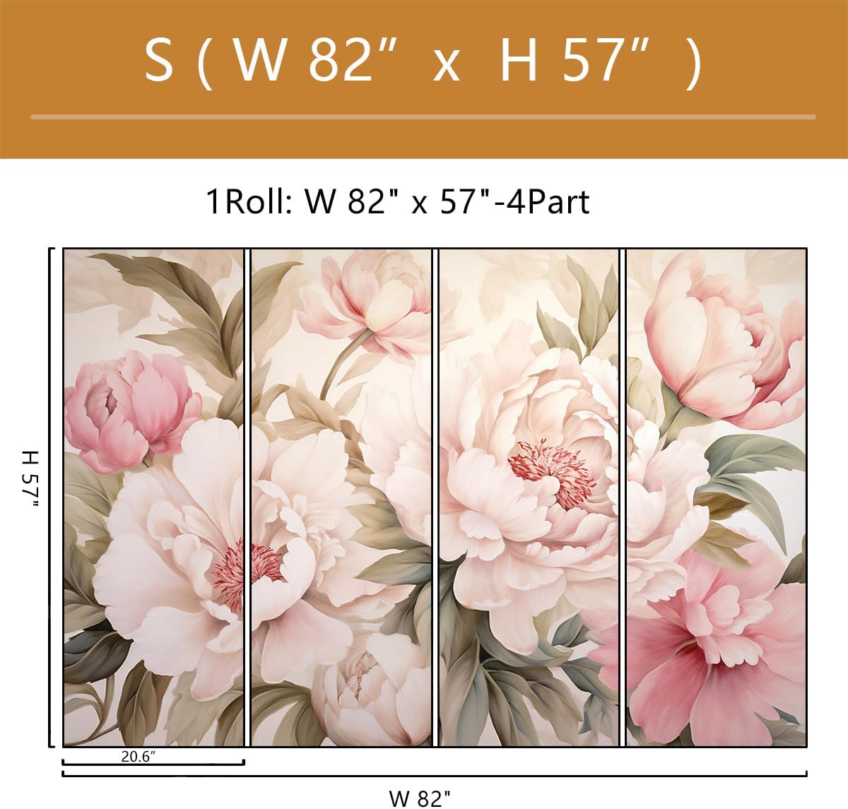 Elegant Peony Floral Mural Wal - Beauty Makeup Desk recension och pris
